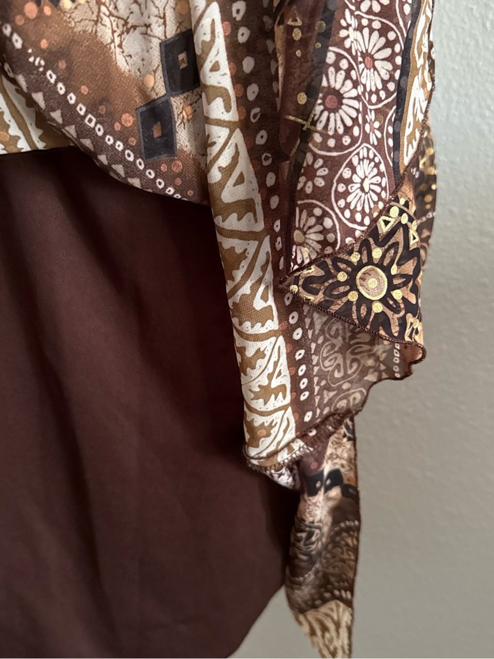 Rabbit Rabbit Rabbit Designs Brown Boho Handkerchief Hem Midi Dress Size 4 - Picture 6 of 9